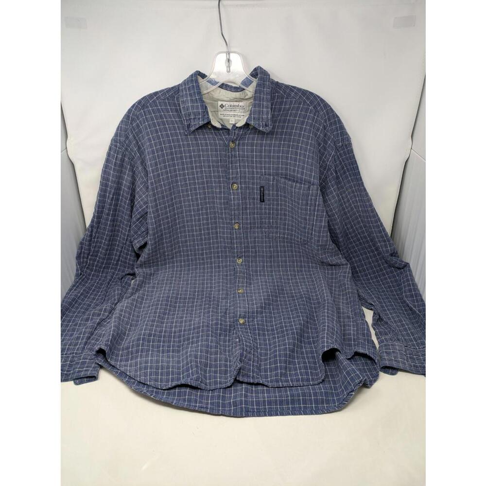 Columbia Long Sleeve Plaid Flannel Shirt Men's Black White Button Down XL